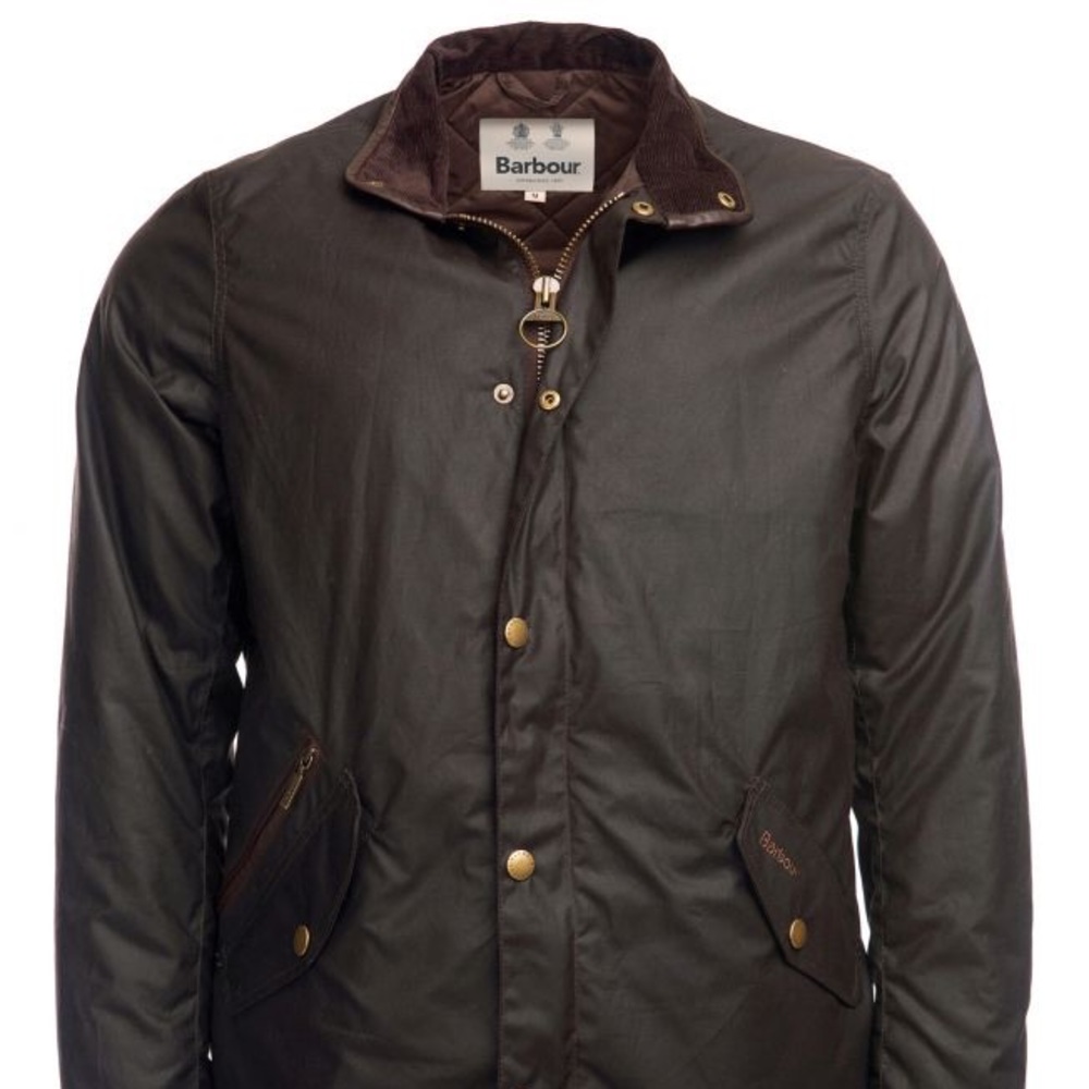 black barbour wax jacket with corduroy collar